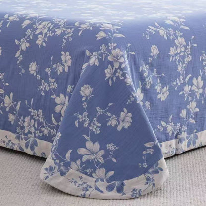 Blue Lily Cotton Gauze Bedding Set(4PCS) - image 3