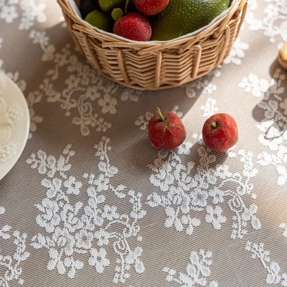 Floral Jacquard Lace Scalloped Edge Tablecloth - image 8