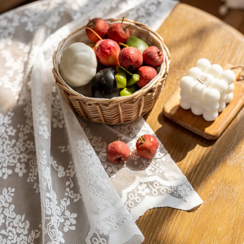 Floral Jacquard Lace Scalloped Edge Tablecloth - image 7