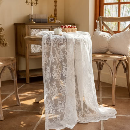 Floral Jacquard Lace Scalloped Edge Tablecloth - image 4