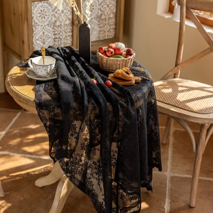 Floral Jacquard Lace Scalloped Edge Tablecloth - image 14