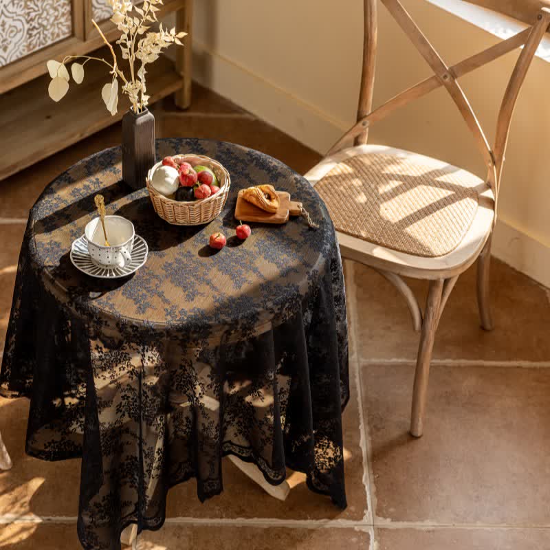 Floral Jacquard Lace Scalloped Edge Tablecloth - image 13