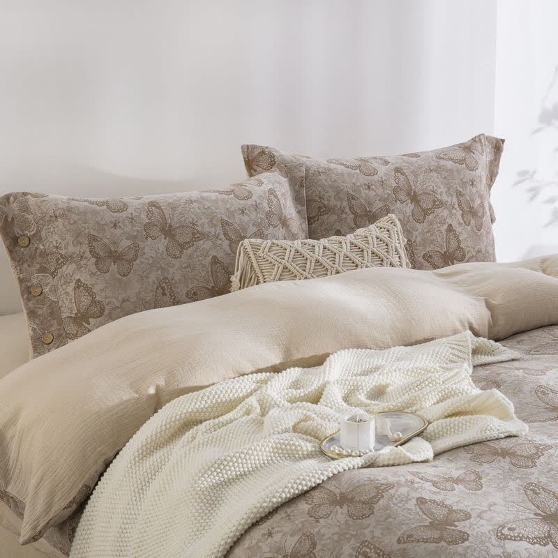 Pastoral Butterfly Cotton Gauze Bedding Set(4PCS) - image 1
