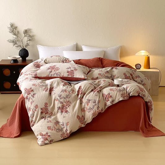 Ombre Floral Cotton Gauze Bedding Set(4PCS) - King - image 0