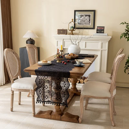 Floral Leaf Lace Tassel Table Runner - image 6