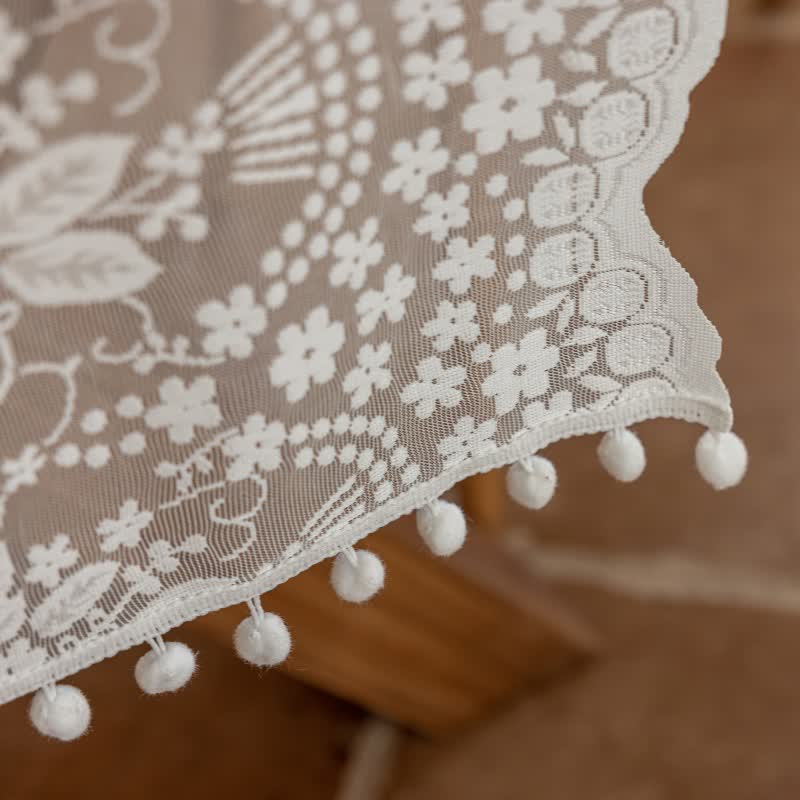 Floral Leaf Lace Tassel Table Runner - image 3