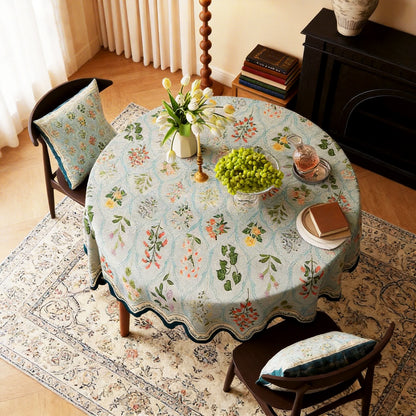 Botanical Floral Scalloped Edge Tablecloth -  Round - 55''×55'' - image 4