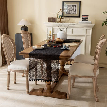 Elegant Floral Lace Tassel Table Runner - image 5