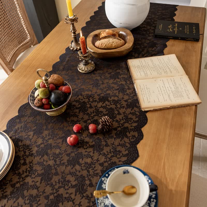 Elegant Floral Lace Tassel Table Runner - image 8