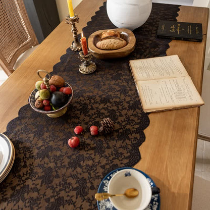 Elegant Floral Lace Tassel Table Runner - image 8