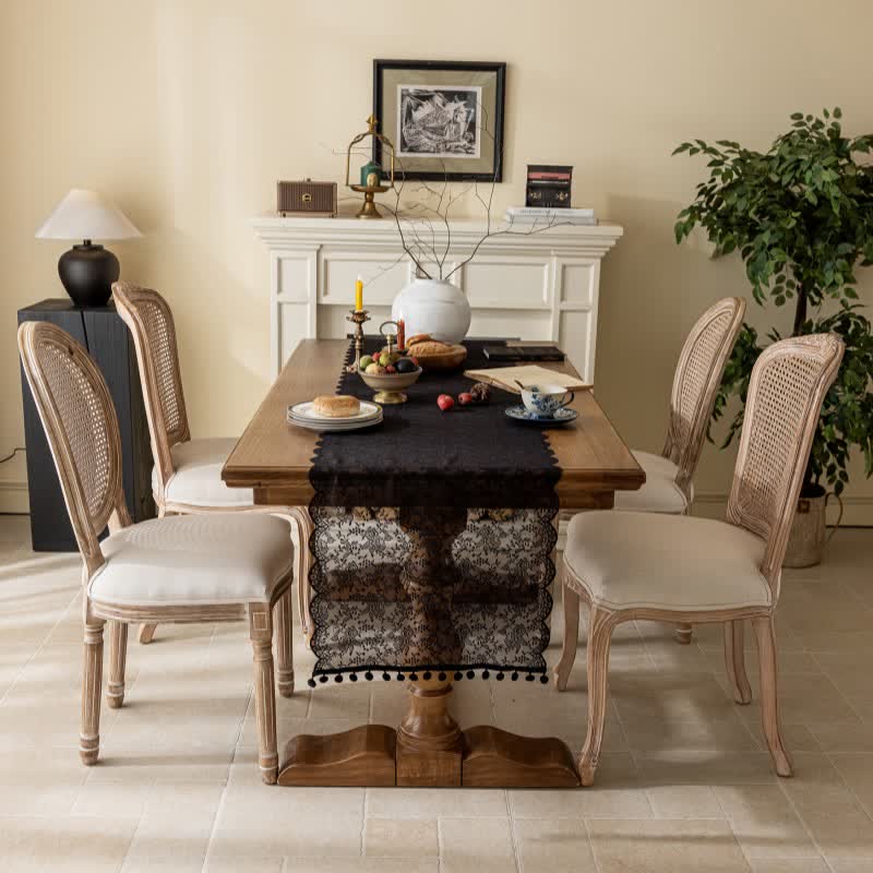 Elegant Floral Lace Tassel Table Runner - image 6