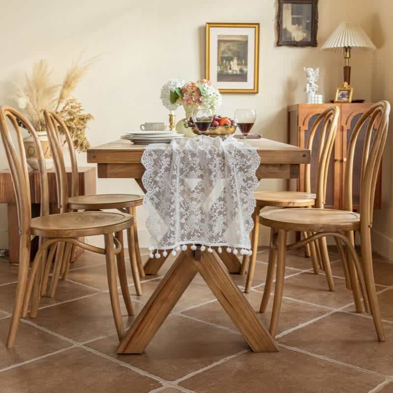 Elegant Floral Lace Tassel Table Runner - image 1