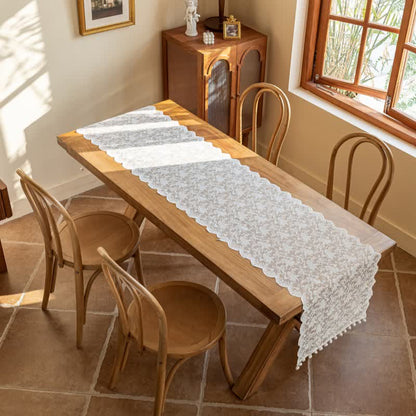 Elegant Floral Lace Tassel Table Runner - image 3