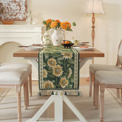 Sunflower Jacquard Tassel Table Runner - image 4