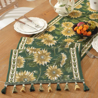 Sunflower Jacquard Tassel Table Runner - 13'' × 118'' - image 0