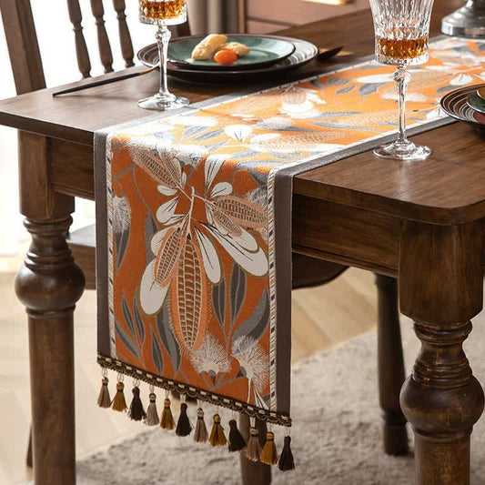 Artistic Corn Jacquard Tassel Table Runner - Orange - 13'' × 118'' - image 0