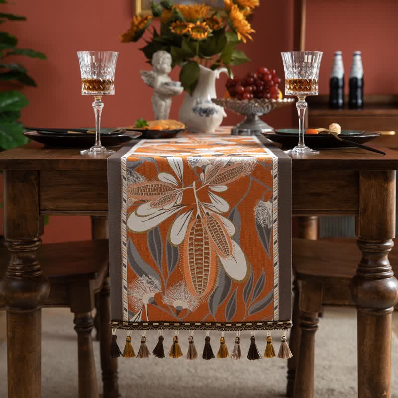 Artistic Corn Jacquard Tassel Table Runner - image 1
