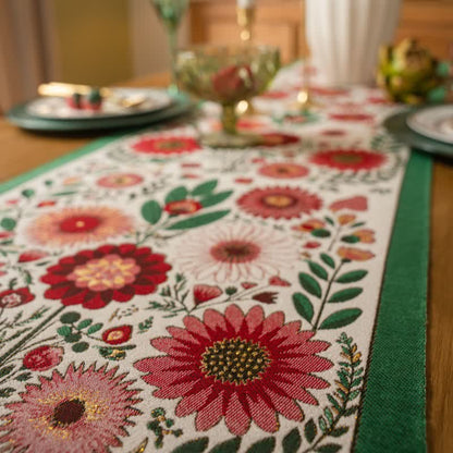 Pink Floral Jacquard Tassel Table Runner - image 4