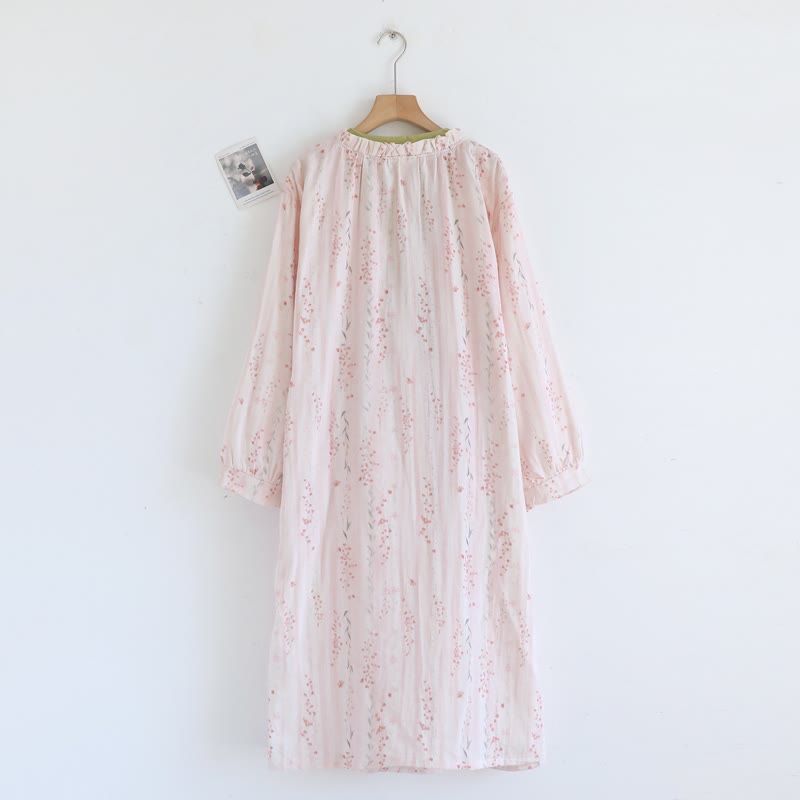 Ditsy Floral Cotton Gauze Kimono Nightgown - image 3