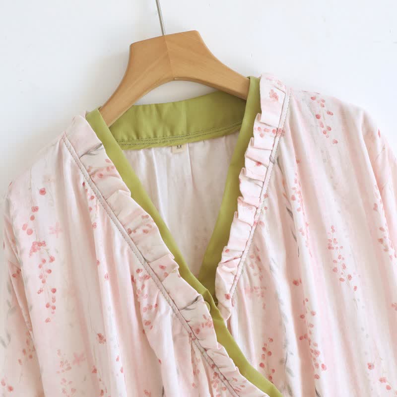 Ditsy Floral Cotton Gauze Kimono Nightgown - image 5