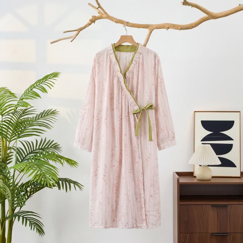 Ditsy Floral Cotton Gauze Kimono Nightgown - image 2