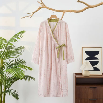 Ditsy Floral Cotton Gauze Kimono Nightgown - image 2