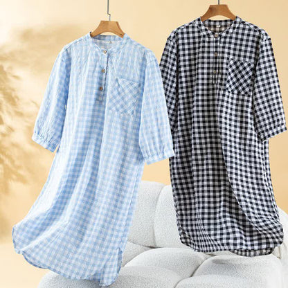Classic Plaid Pure Cotton Nightgown - image 1