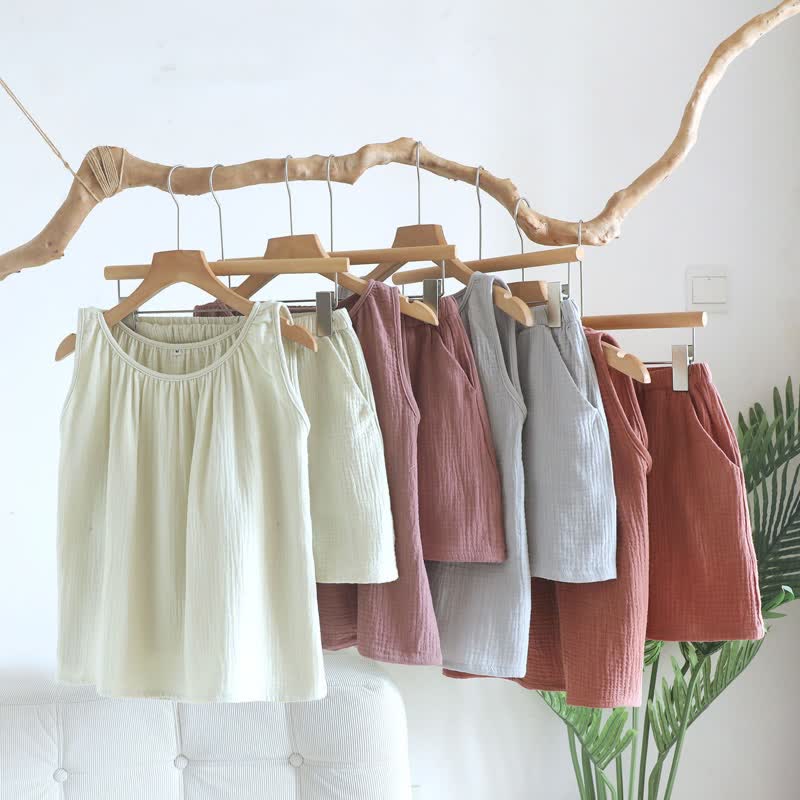 Cotton Double Gauze Tank Top & Shorts Set - image 0