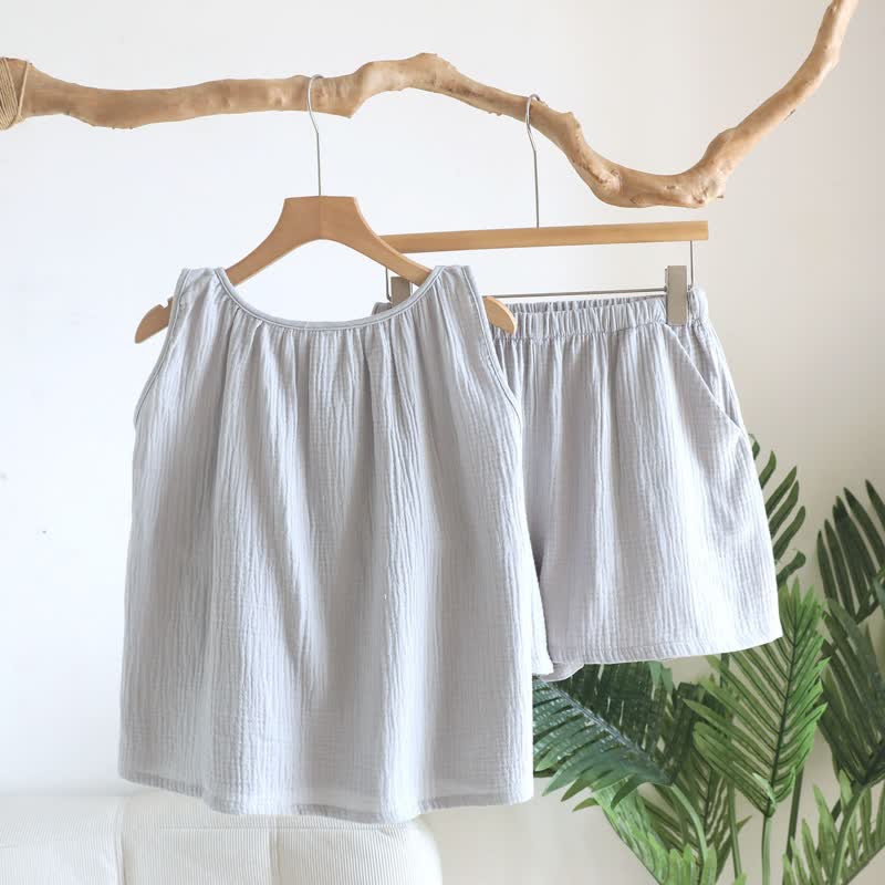 Cotton Double Gauze Tank Top & Shorts Set - image 3