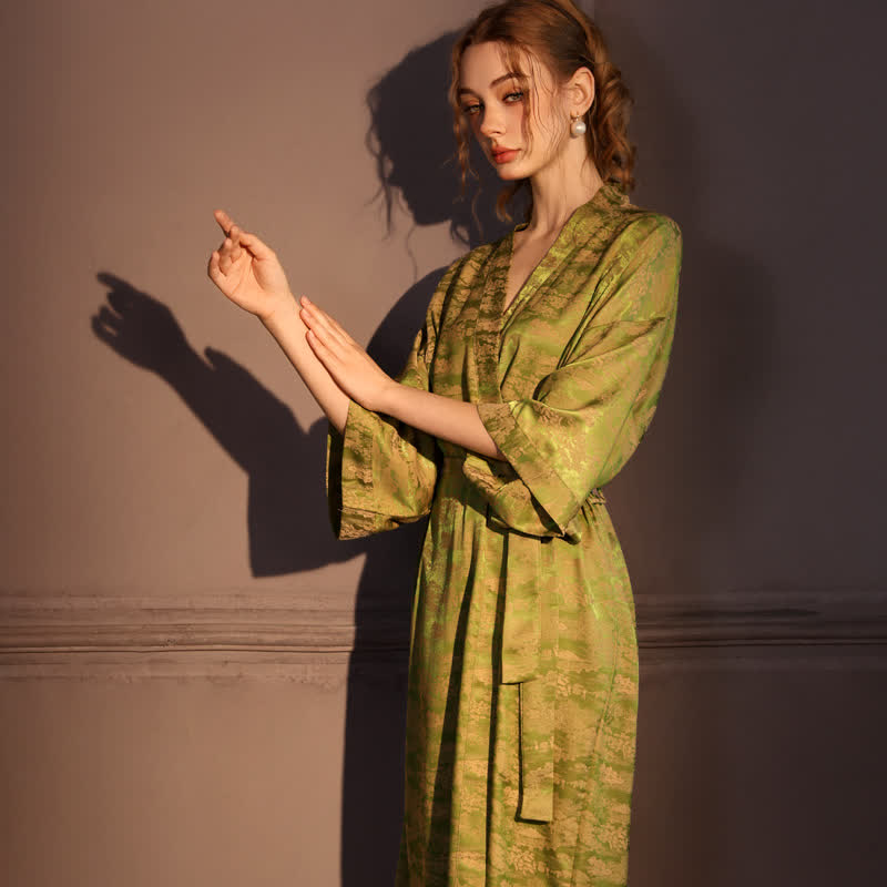 Subtle Vintage Pattern 3/4 Sleeve Robe - image 2