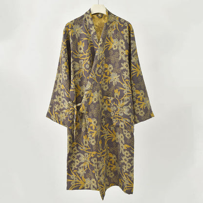 Pastoral Floral Jacquard Kimono Cotton Robe - image 21