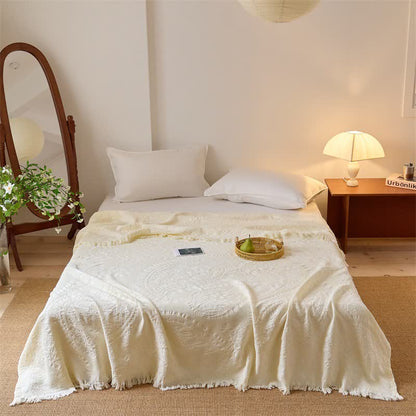 Chic Jacquard Waffle Weave Quilt Blanket - Beige - Queen - image 7