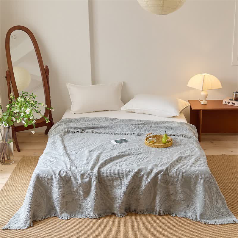 Chic Jacquard Waffle Weave Quilt Blanket - Gray - Queen - image 5