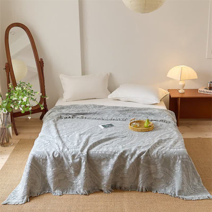 Chic Jacquard Waffle Weave Quilt Blanket - Gray - Queen - image 5