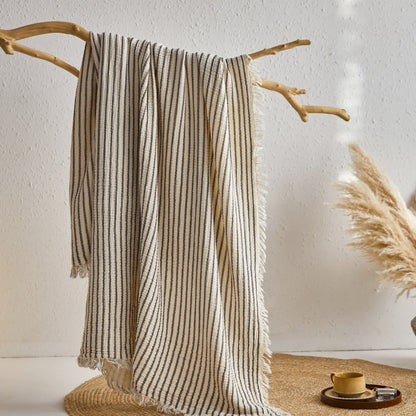 4-Layer Cotton Striped Muslin Throw - Gray - 51"W x 63"L - image 22