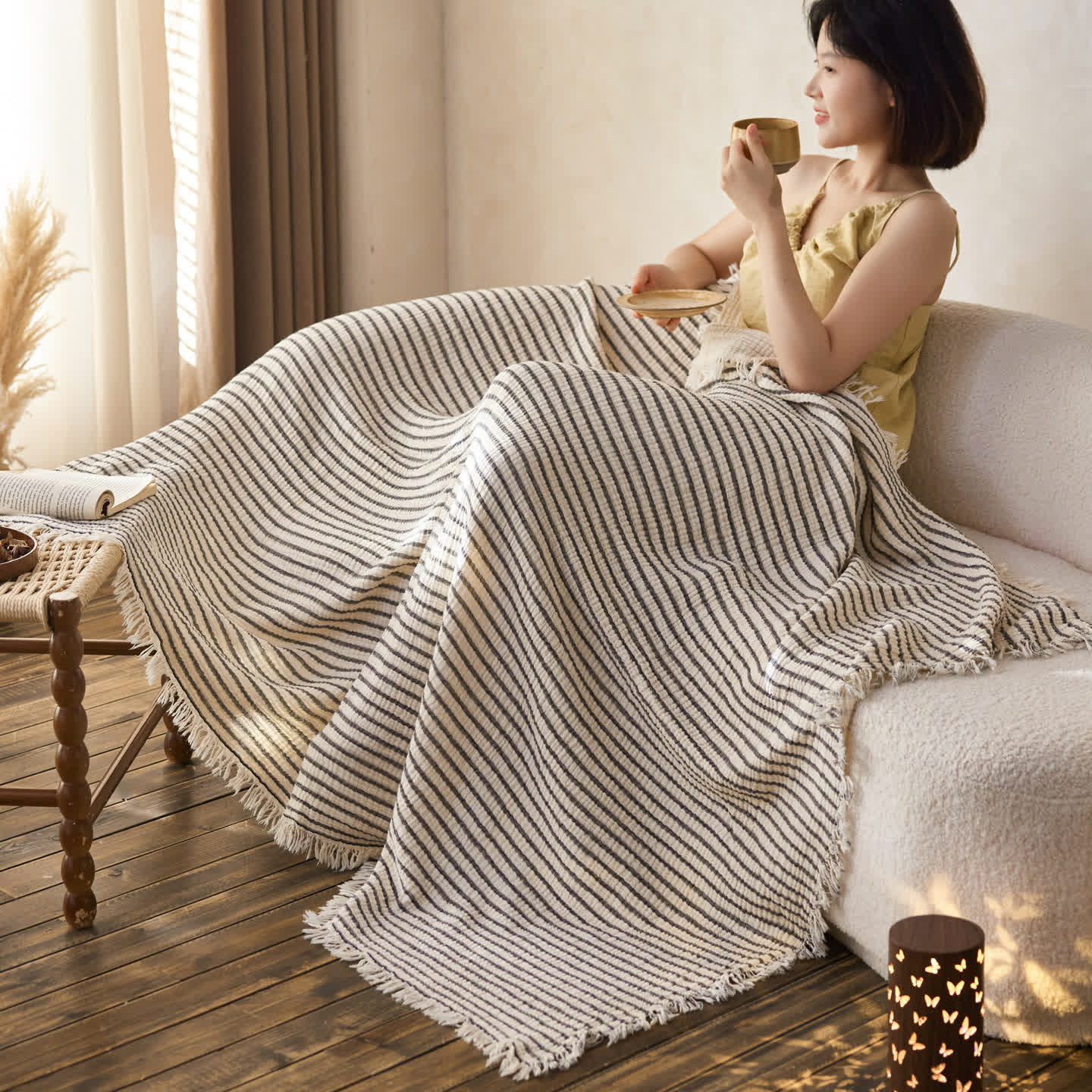4-Layer Cotton Striped Muslin Throw - image 20