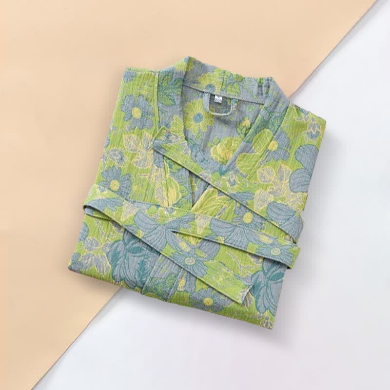 Green Floral Cotton Double Gauze Robe - image 1