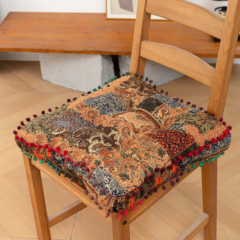 Bohemian Patchwork Mandala Floor Pillow - Orange - Square - 16" x 16" - image 5