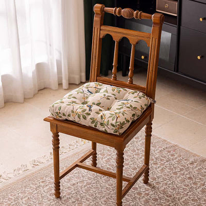 Vintage Botanical Bird Print Chair Pad - White - 16"W x 16"L - image 3