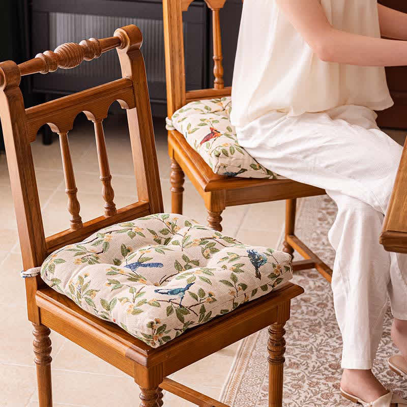 Vintage Botanical Bird Print Chair Pad - image 4