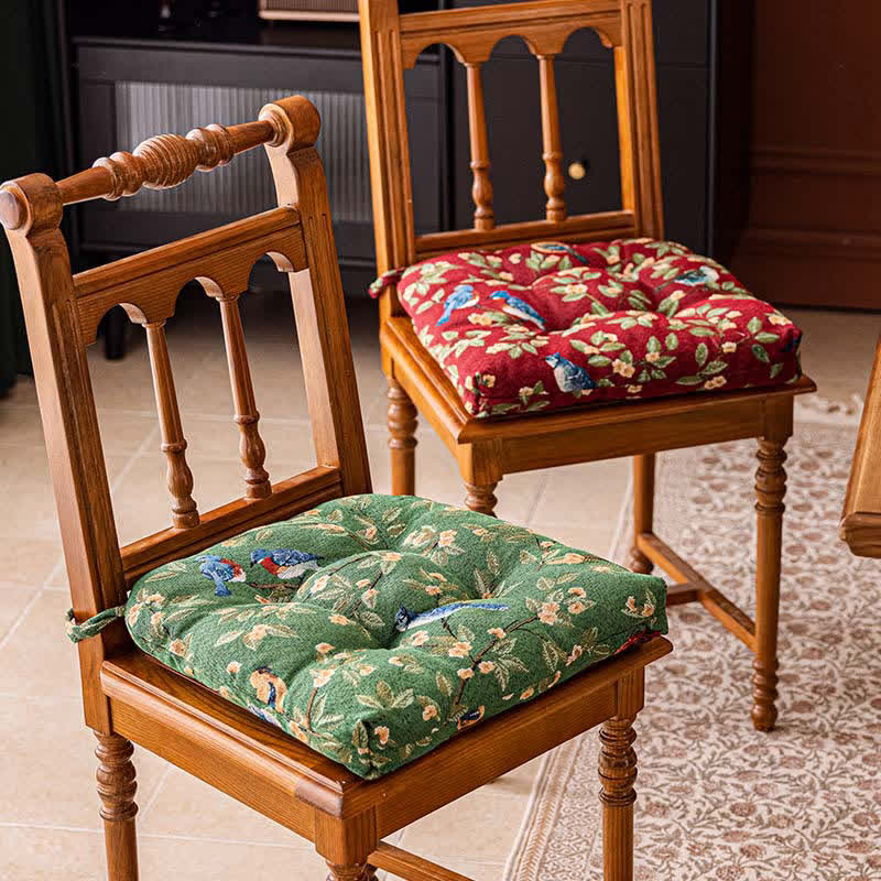 Vintage Botanical Bird Print Chair Pad - image 0