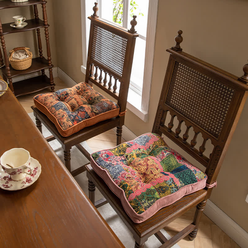 Bohemian Patchwork Chair Pad with Secure Ties - image 0