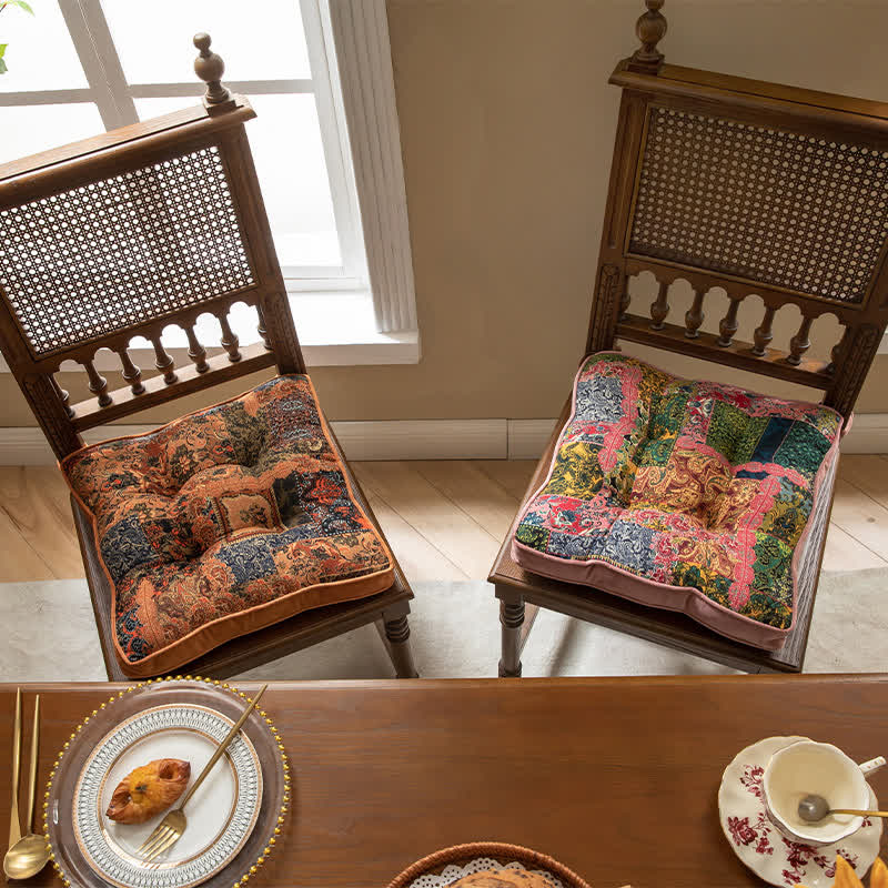 Bohemian Patchwork Chair Pad with Secure Ties - image 2