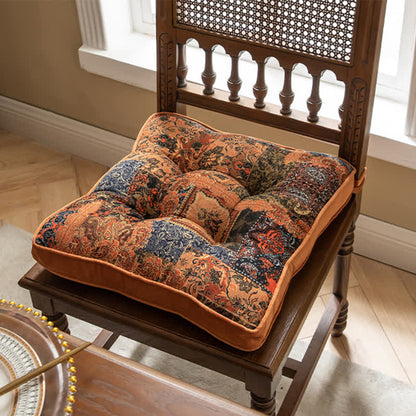 Bohemian Patchwork Chair Pad with Secure Ties - Orange - 16"W x 16"L x 1"H - image 7