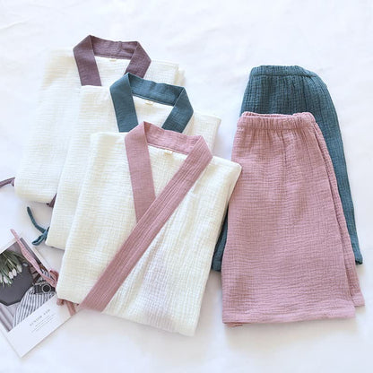 Japanese-Style Cotton Gauze Short Sleeve Pajama Set - image 1