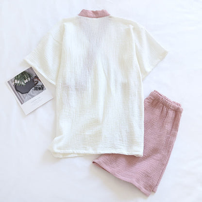 Japanese-Style Cotton Gauze Short Sleeve Pajama Set - image 6