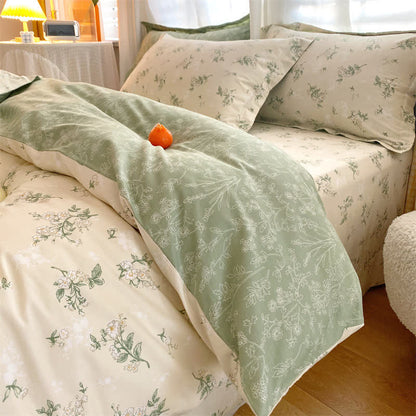 Refresh Floral Leaf Pure Cotton Bedding Set(4PCS) - Bedding Set(Fitted Sheet Style) - King - image 0