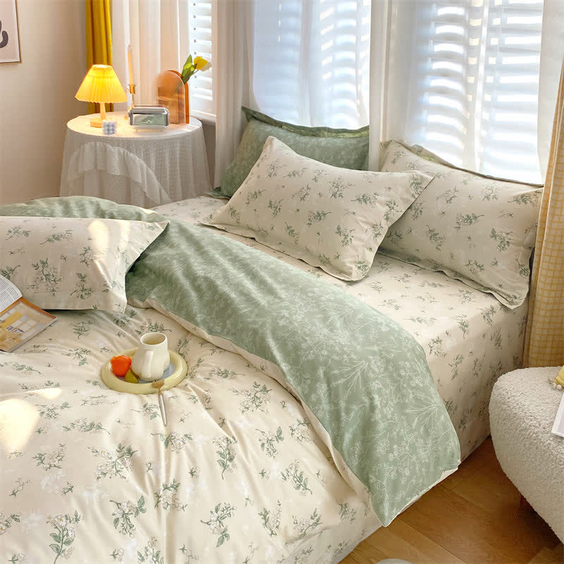 Refresh Floral Leaf Pure Cotton Bedding Set(4PCS) - image 1