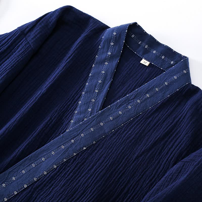 Navy Cotton Gauze Kimono Pajama Set - image 5
