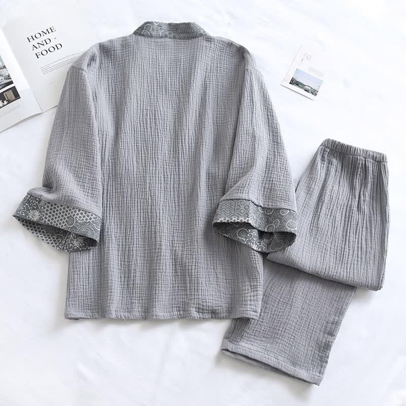 Ethnic Style Cotton Gauze Kimono Pajamas - image 3